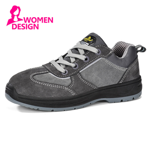 أحذية عمل نسائية من الفولاذ المقاوم للانزلاق مقاومة للانزلاق للنساء L-7508W من جلد الغزال