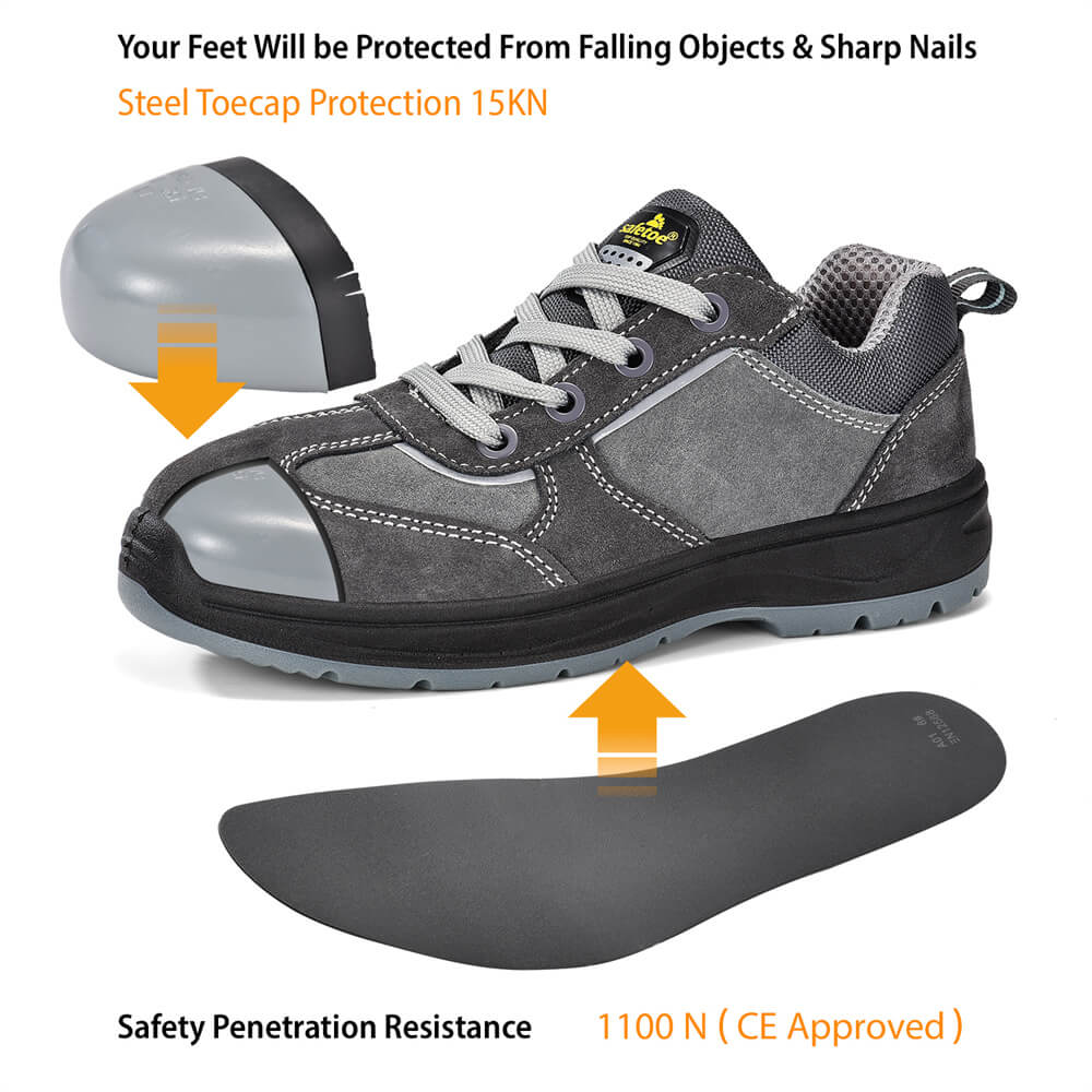 أحذية عمل نسائية من الفولاذ المقاوم للانزلاق مقاومة للانزلاق للنساء L-7508W من جلد الغزال